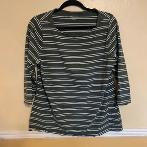 Merona green and white stripped shirt